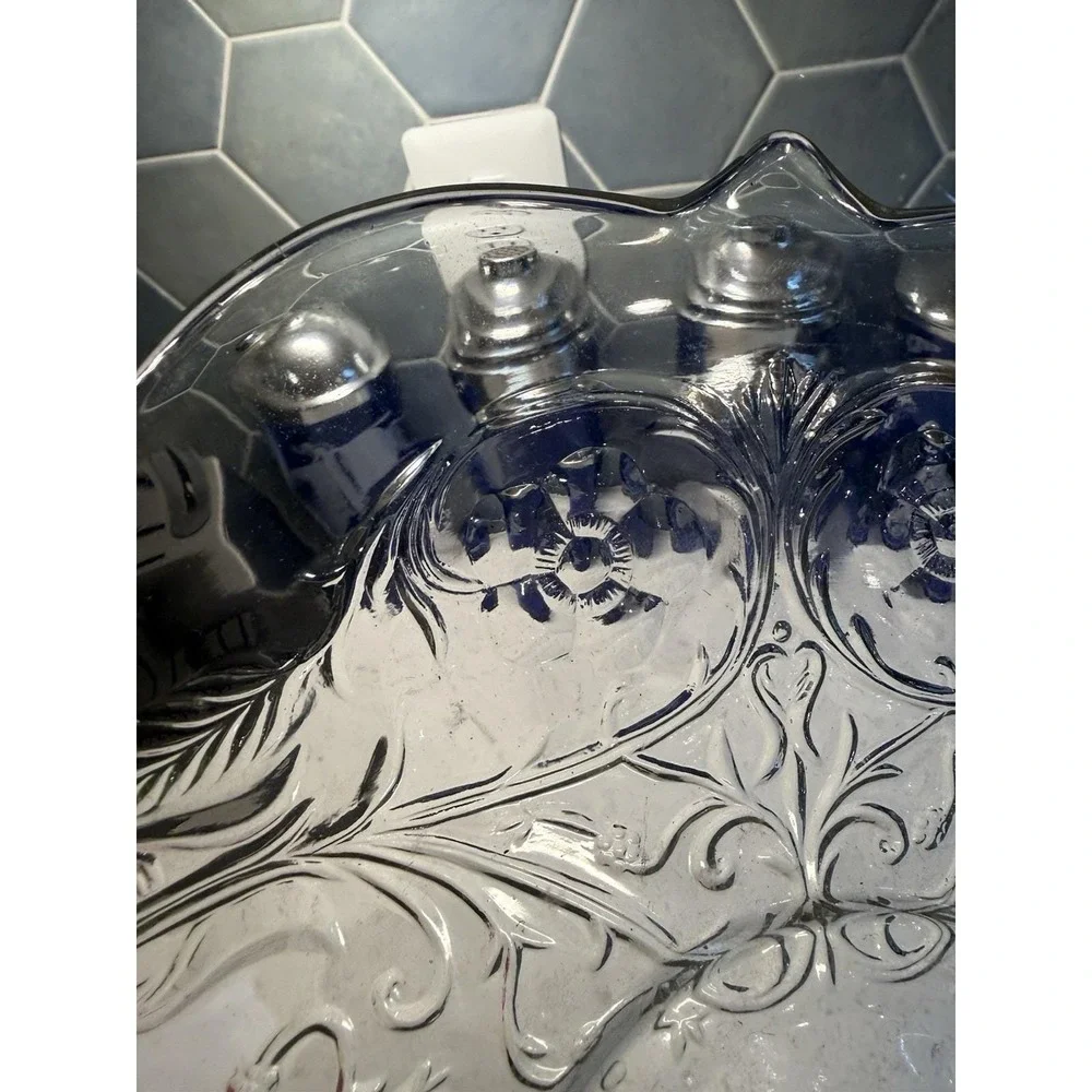 McKee Rock Crystal Center Handled Sandwich Tray Server EAPG Depression Glass